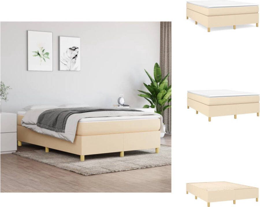 VidaXL Bedframe Bed Slaapmeubel Bedframe zonder matras stof crèmekleurig 140x190 cm - Foto 2