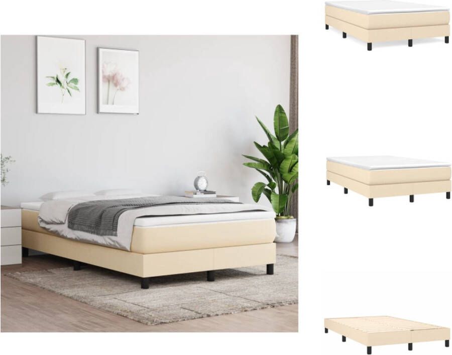 VidaXL Boxspring Frame 203x120x25 cm Crème stof Duurzaam materiaal Ondersteunende poten Multiplex lattenbodem Bed - Foto 2