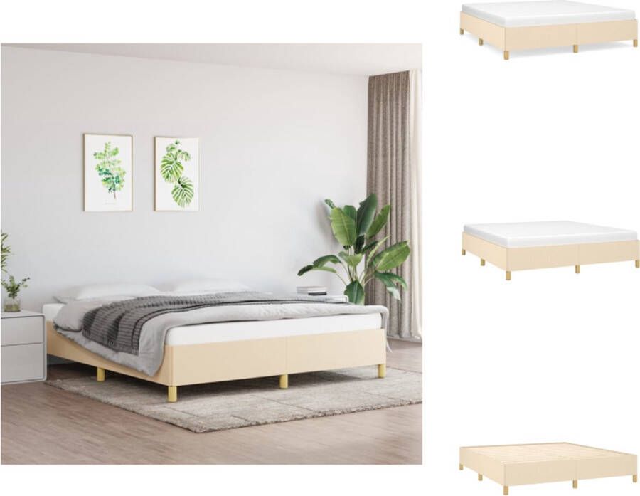 VidaXL Bedframe Bed Slaapmeubel Bedframe zonder matras stof crèmekleurig 160x200 cm - Foto 3