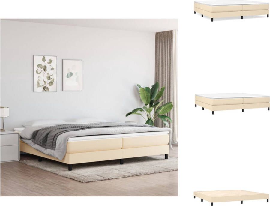 VidaXL Bedframe Duurzaam Multiplex lattenbodem Creme 203 x 203 x 35 cm (L x B x H) Geschikte matras- 200 x 200 cm Bed - Foto 2