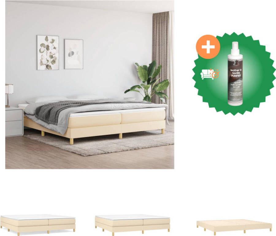 VidaXL Boxspringframe Crème 203 x 200 x 25 cm Duurzaam materiaal ondersteunende poten multiplex lattenbodem Bed Inclusief Reiniger