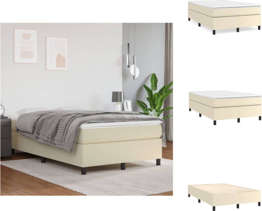VidaXL Boxspringframe Boxspringframes Bed Ledikant Boxspringframe kunstleer crèmekleurig 120x200 cm - Foto 2