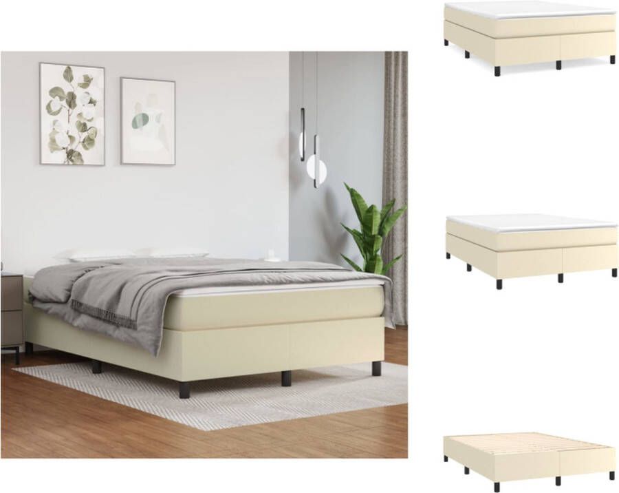 VidaXL Bedframe Bedframes Bed Slaapmeubel Boxspringframe kunstleer crèmekleurig 140x200 cm - Foto 2