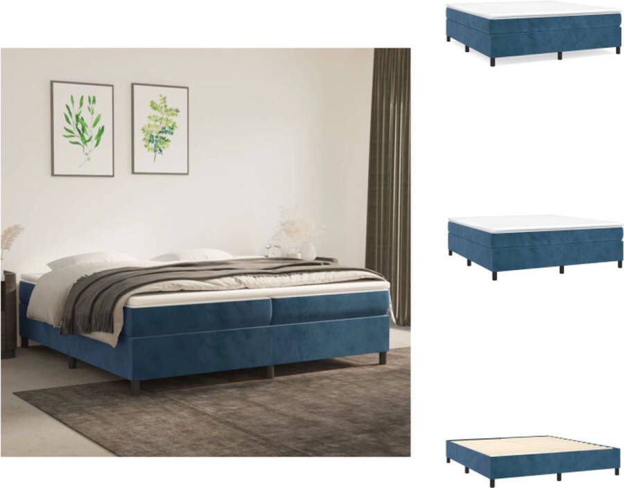 VidaXL Boxspringframe Donkerblauw 203 x 200 x 35 cm Stof (100% polyester) multiplex bewerkt hout Bed - Foto 2