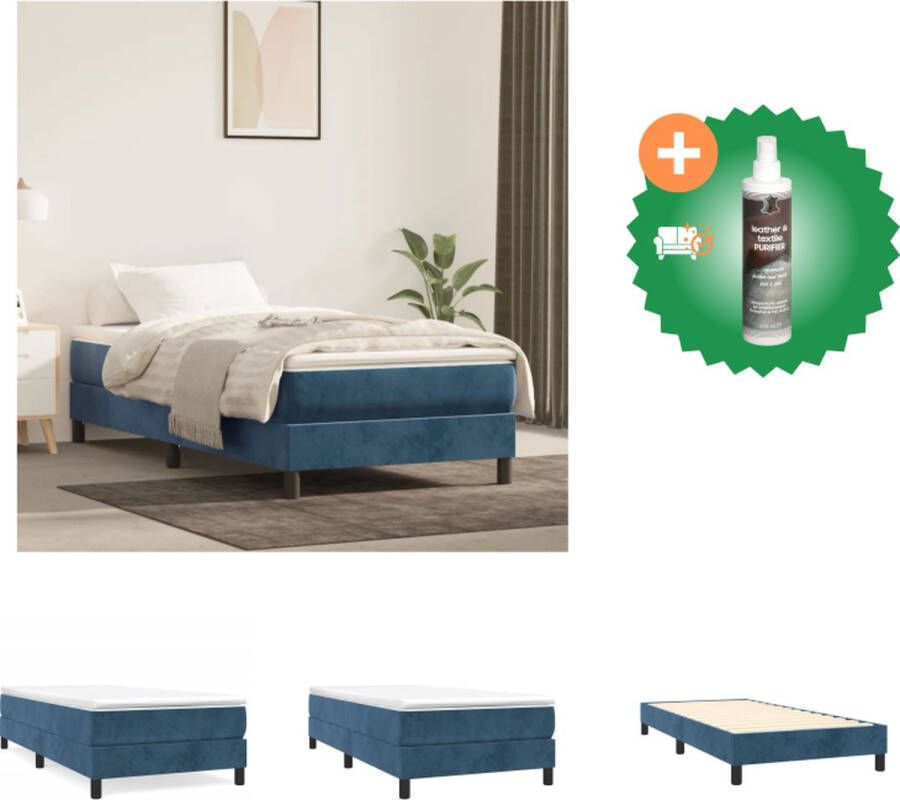 VidaXL Boxspringframe Donkerblauw 203 x 80 x 25 cm (L x B x H) Geschikte matras- 80 x 200 cm Fluwelen stof Ondersteunende poten Multiplex lattenbodem Bed Inclusief Reiniger