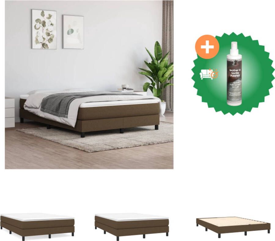 VidaXL Boxspringframe Bruin 203 x 140 x 35 cm Ademend en duurzaam Stevige poten Multiplex lattenbodem Bed Inclusief Reiniger