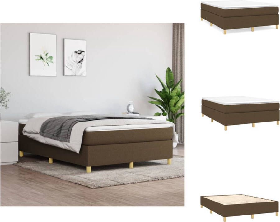 vidaXL Boxspringframe donkerbruin 193 x 140 x 35 cm (L x B x H) geschikt voor 140 x 190 cm matras ademend en duurzaam met ondersteunende poten multiplex lattenbodem montagehandleiding inbegrepen 100% polyester Bed