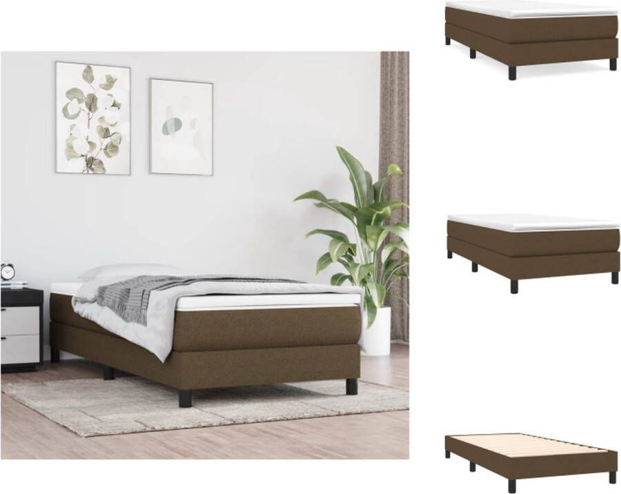 VidaXL Bedframe Bedframes Slaapmeubel Bedbodem Boxspringframe stof donkerbruin 100x200 cm - Foto 2