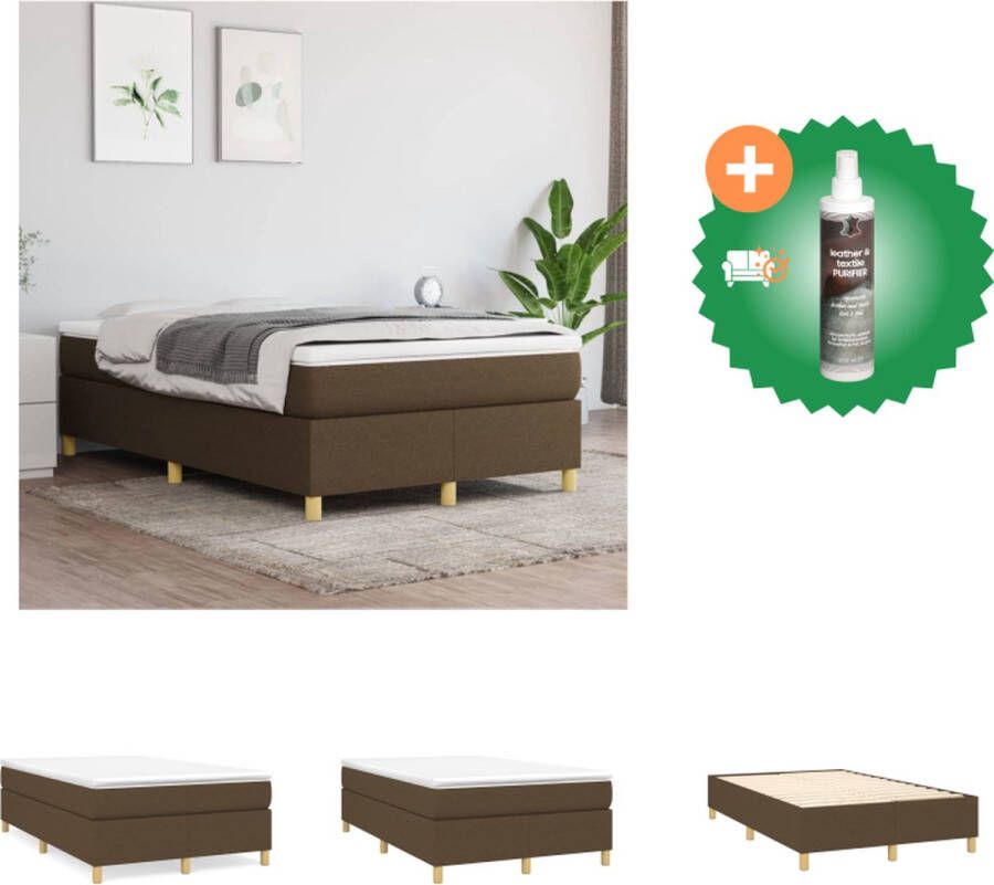 VidaXL Boxspringframe Donkerbruin 203 x 120 x 35 cm Duurzaam materiaal Ondersteunende poten Multiplex lattenbodem Bed Inclusief Reiniger