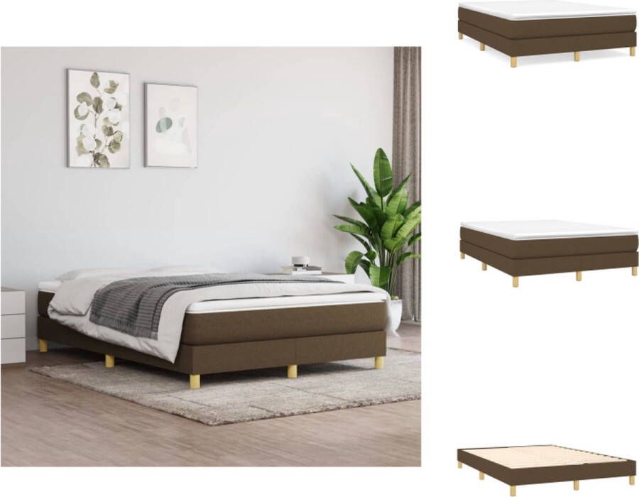 VidaXL Bedframe Bed Slaapmeubel Boxspringframe stof donkerbruin 140x200 cm - Foto 2