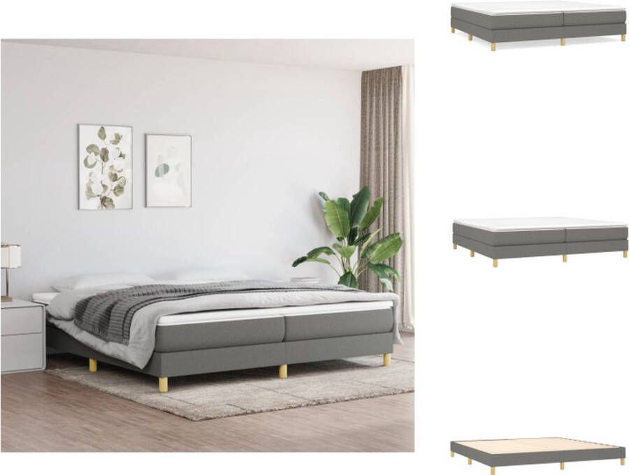 VidaXL Bedframe Donkergrijs 203 x 203 x 25 cm Ademend en duurzaam Met ondersteunende poten Multiplex lattenbodem Matras niet inbegrepen Bed - Foto 2