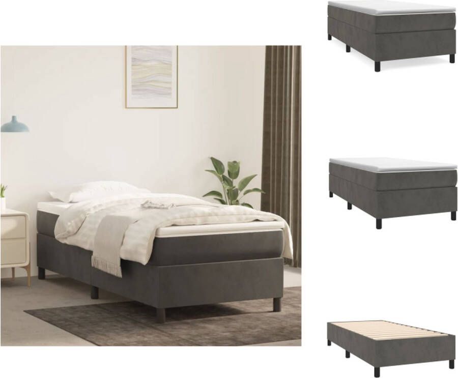 VidaXL Bedframe Bedframes Bed Ledikant Bedframe zonder matras 80x200 cm fluweel donkergrijs - Foto 2