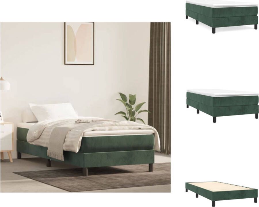 VidaXL Bedframe Fluweel Ondersteunende poten Multiplex lattenbodem Donkergroen 203 x 93 x 35 cm 90 x 200 cm (matras niet inbegrepen) Bed - Foto 2