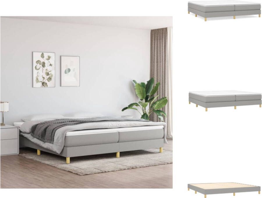 VidaXL Boxspringframe Duurzaam Bedframe Afmeting- 203 x 200 x 25 cm Kleur- Lichtgrijs Bed