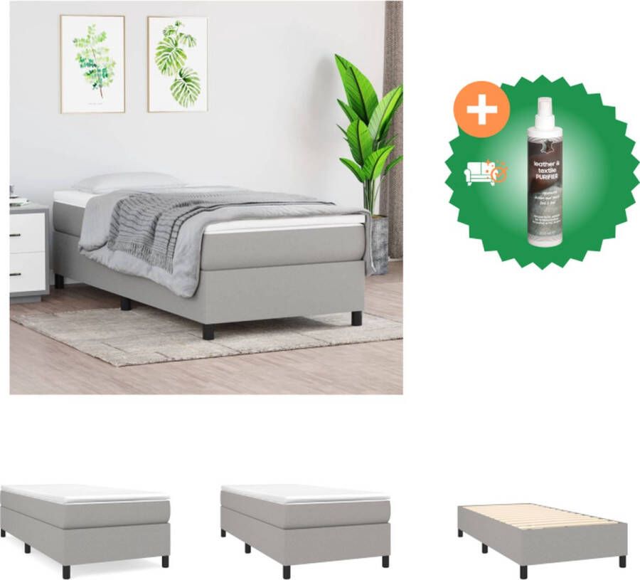 VidaXL Bedframe Boxspring Lichtgrijs 203 x 90 x 25 cm Stof Multiplex Geschikt voor 90 x 200 cm matras (exclusief) Bed Inclusief Reiniger - Foto 2