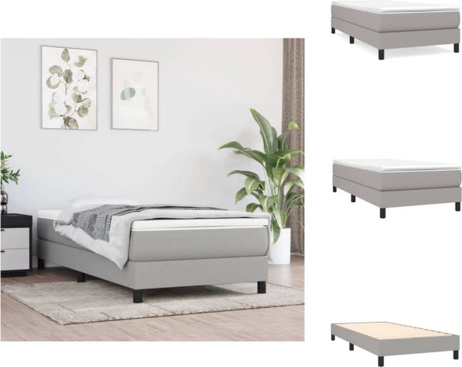 VidaXL Bedframe Bedframes Slaapmeubel Bedbodem Bedframe zonder matras 90x190 cm stof lichtgrijs - Foto 2