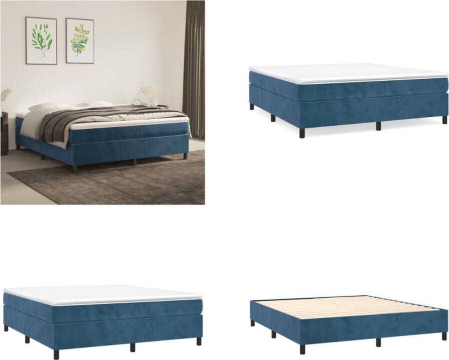 VidaXL Boxspringframe fluweel donkerblauw 160x200 cm Boxspring Bed Frame Boxspring Bed Frames Bed Slaapkamer Meubels - Foto 2