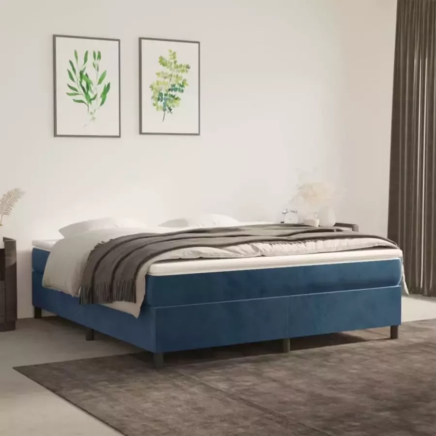 VidaXL Bedframe zonder matras 180x200 cm fluweel donkerblauw