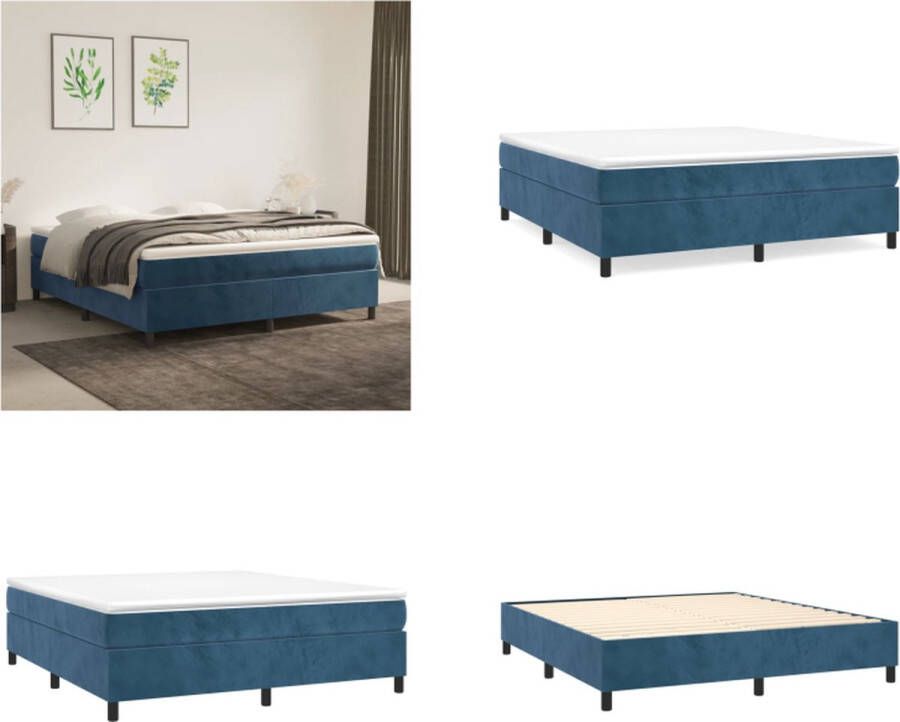 VidaXL Boxspringframe fluweel donkerblauw 180x200 cm Boxspring Bed Frame Boxspring Bed Frames Bed Slaapkamer Meubels - Foto 2
