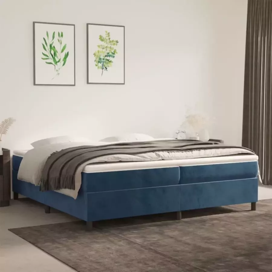 VIDAXL Bedframe zonder matras 200x200 cm fluweel donkerblauw - Foto 3