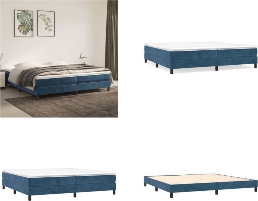 VidaXL Boxspringframe fluweel donkerblauw 200x200 cm Boxspring Bed Frame Boxspring Bed Frames Bed Slaapkamer Meubels - Foto 2
