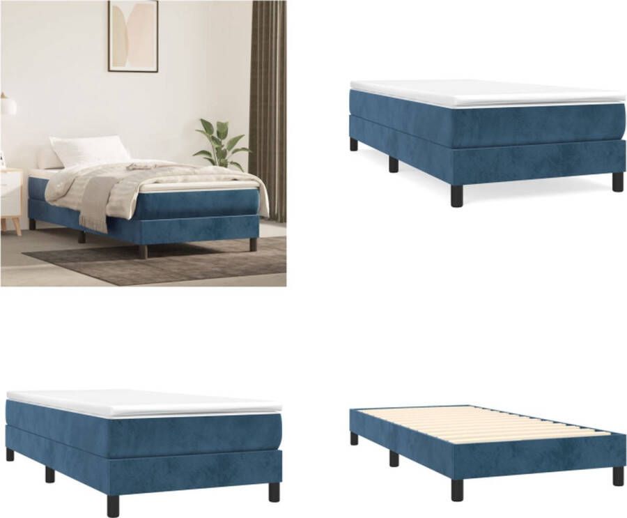 VidaXL Boxspringframe fluweel donkerblauw 90x190 cm Boxspringframe Boxspringframes Bed Ledikant - Foto 2