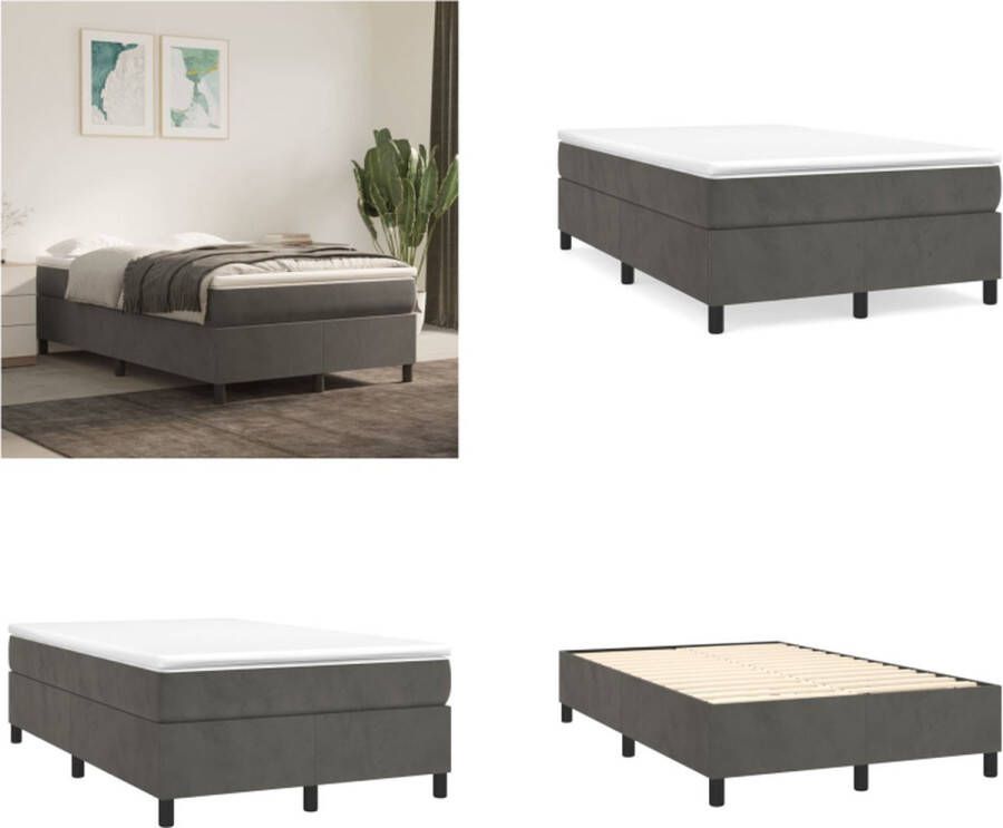 VidaXL Boxspringframe fluweel donkergrijs 120x200 cm Boxspring Bed Frame Boxspring Bed Frames Bed Slaapkamer Meubels - Foto 2
