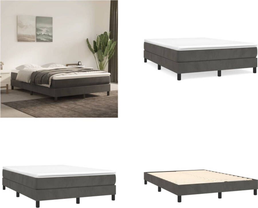VidaXL Boxspringframe fluweel donkergrijs 140x200 cm Boxspring Bed Frame Boxspring Bed Frames Bed Slaapkamer Meubels - Foto 2