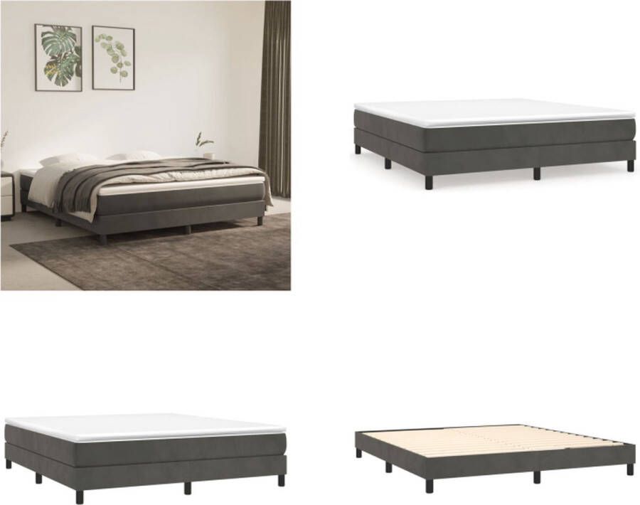 VidaXL Boxspringframe fluweel donkergrijs 160x200 cm Boxspring Bed Frame Boxspring Bed Frames Bed Slaapkamer Meubels - Foto 2