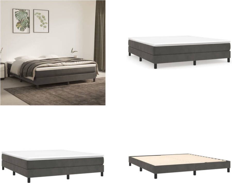 VidaXL Boxspringframe fluweel donkergrijs 180x200 cm Boxspring Bed Frame Boxspring Bed Frames Bed Slaapkamer Meubels - Foto 2