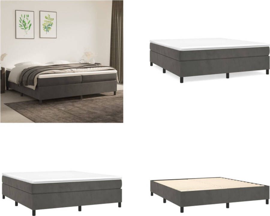 VidaXL Boxspringframe fluweel donkergrijs 200x200 cm Boxspring Bed Frame Boxspring Bed Frames Bed Slaapkamer Meubels