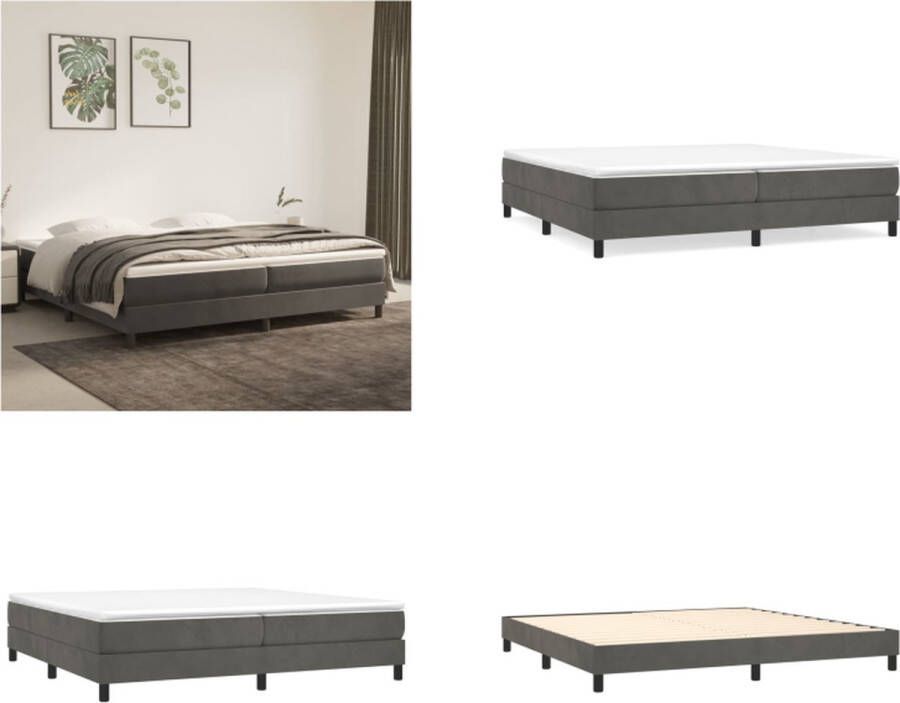 VidaXL Boxspringframe fluweel donkergrijs 200x200 cm Boxspring Bed Frame Boxspring Bed Frames Bed Slaapkamer Meubels - Foto 2