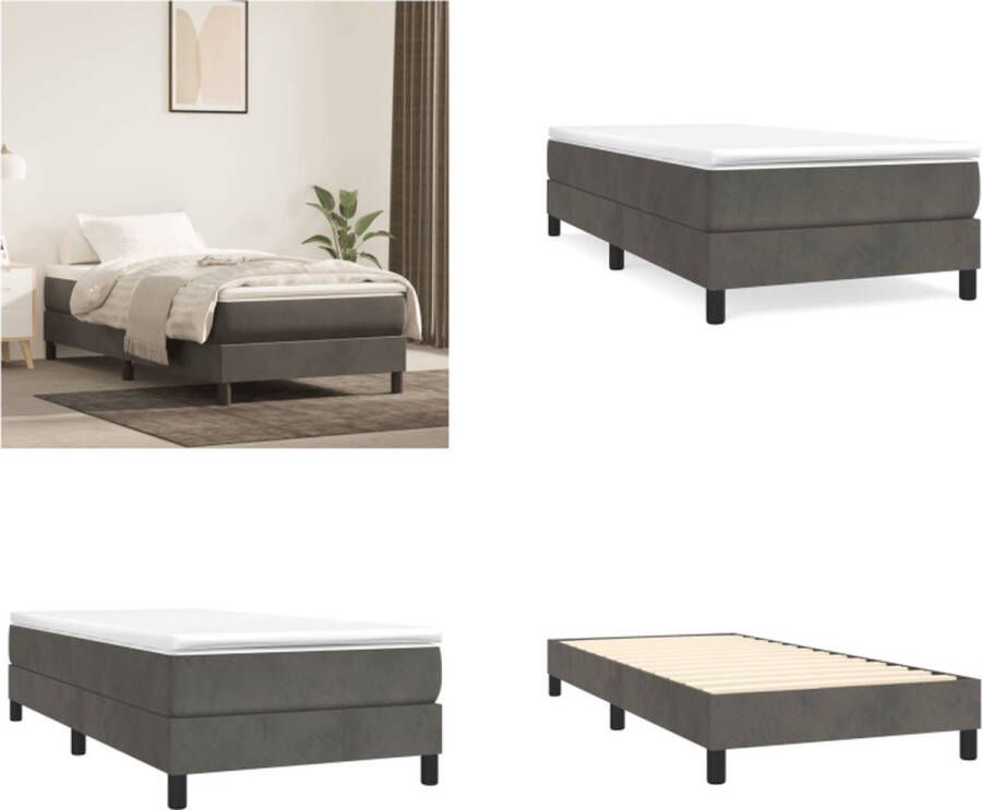 VidaXL Boxspringframe fluweel donkergrijs 80x200 cm Boxspringframe Boxspringframes Bed Ledikant - Foto 2