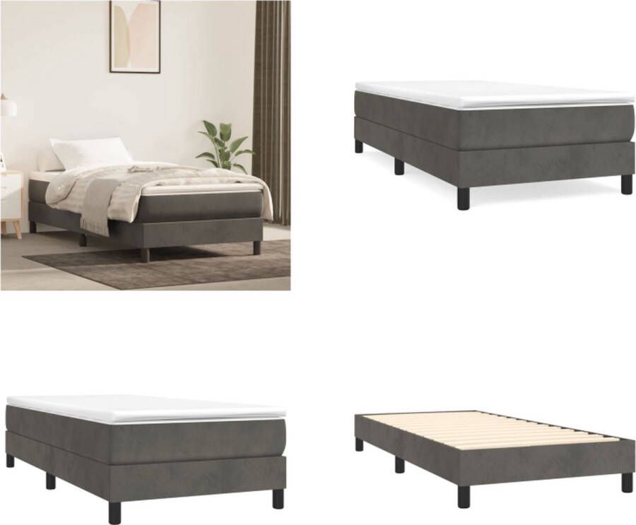 VidaXL Boxspringframe fluweel donkergrijs 90x190 cm Boxspringframe Boxspringframes Bed Ledikant - Foto 2