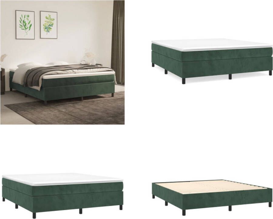 VidaXL Boxspringframe fluweel donkergroen 160x200 cm Boxspring Bed Frame Boxspring Bed Frames Bed Slaapkamer Meubels - Foto 2