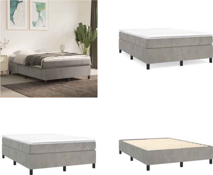 VidaXL Boxspringframe fluweel lichtgrijs 140x200 cm Boxspring Bed Frame Boxspring Bed Frames Bed Slaapkamer Meubels - Foto 2