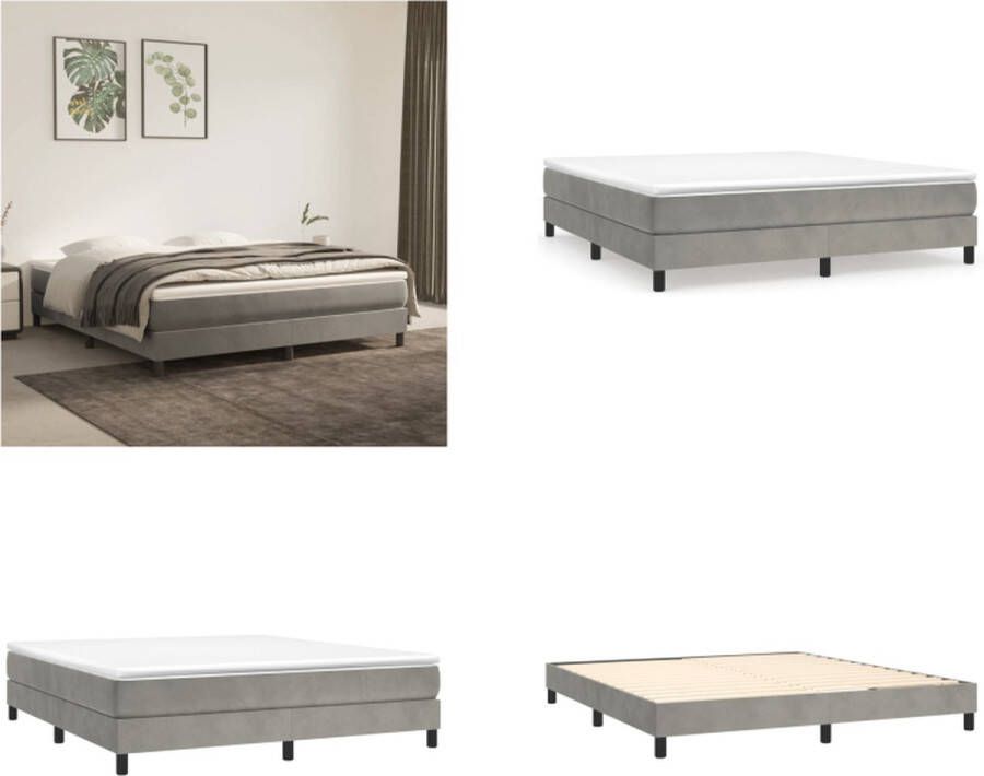 VidaXL Boxspringframe fluweel lichtgrijs 180x200 cm Boxspring Bed Frame Boxspring Bed Frames Bed Slaapkamer Meubels - Foto 2