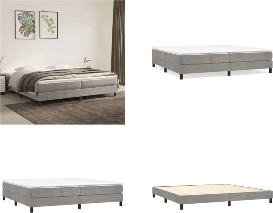 VidaXL Boxspringframe fluweel lichtgrijs 200x200 cm Boxspring Bed Frame Boxspring Bed Frames Bed Slaapkamer Meubels - Foto 2