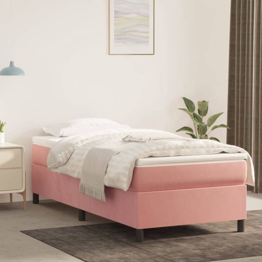 VidaXL Boxspringbedframe fluweel roze 100x200 cm