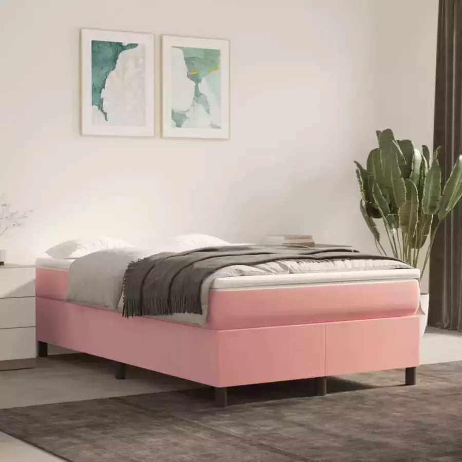 VidaXL -Boxspringframe-fluweel-roze-120x200-cm