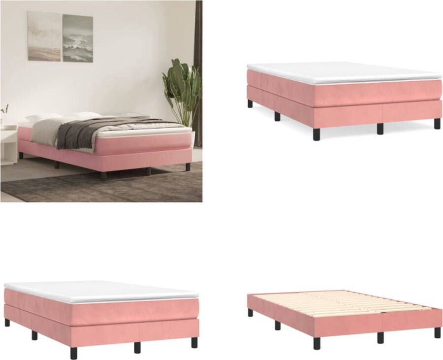VidaXL Boxspringframe fluweel roze 120x200 cm Boxspring Bed Frame Boxspring Bed Frames Bed Slaapkamer Meubels