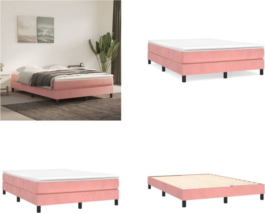 VidaXL Boxspringframe fluweel roze 140x190 cm Boxspring Bed Frame Boxspring Bed Frames Bed Slaapkamer Meubels