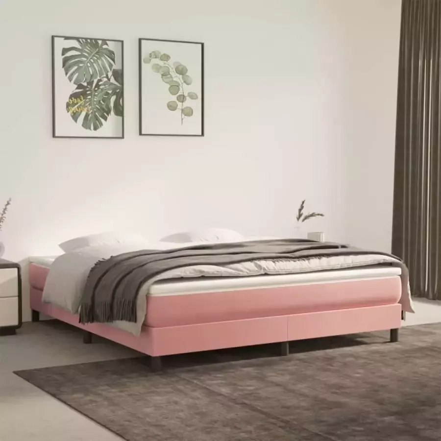 VidaXL Boxspringbedframe fluweel roze 180x200 cm