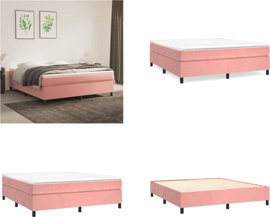 VidaXL Boxspringframe fluweel roze 180x200 cm Boxspring Bed Frame Boxspring Bed Frames Bed Slaapkamer Meubels - Foto 2