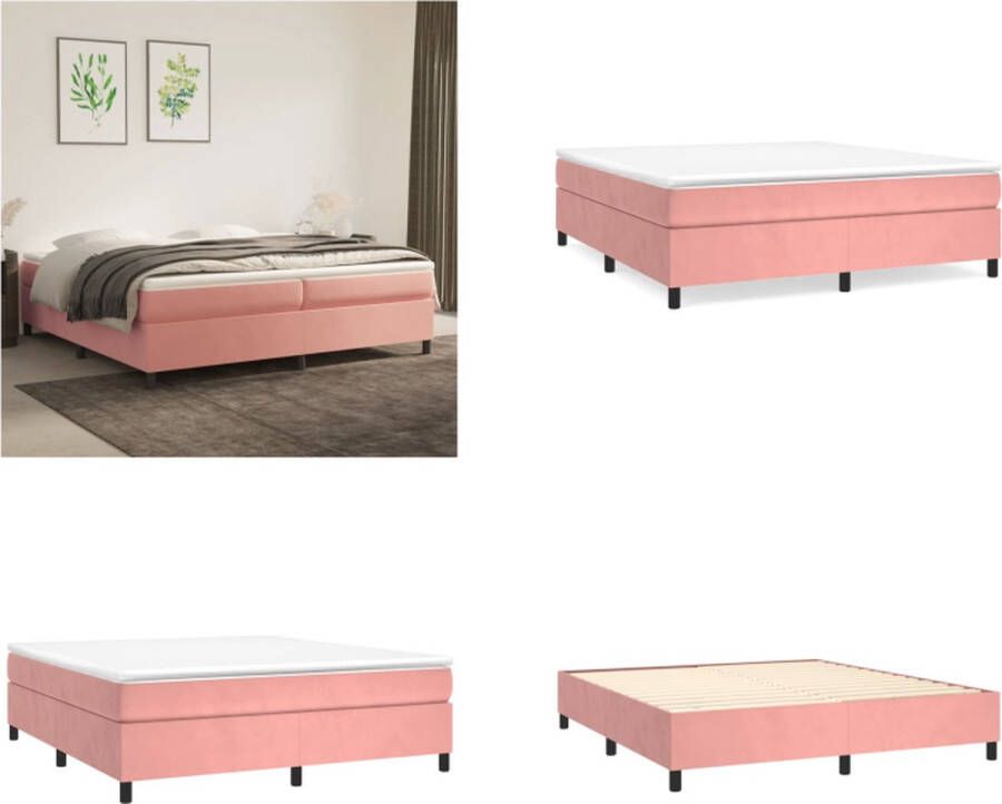 VidaXL Boxspringframe fluweel roze 200x200 cm Boxspring Bed Frame Boxspring Bed Frames Bed Slaapkamer Meubels