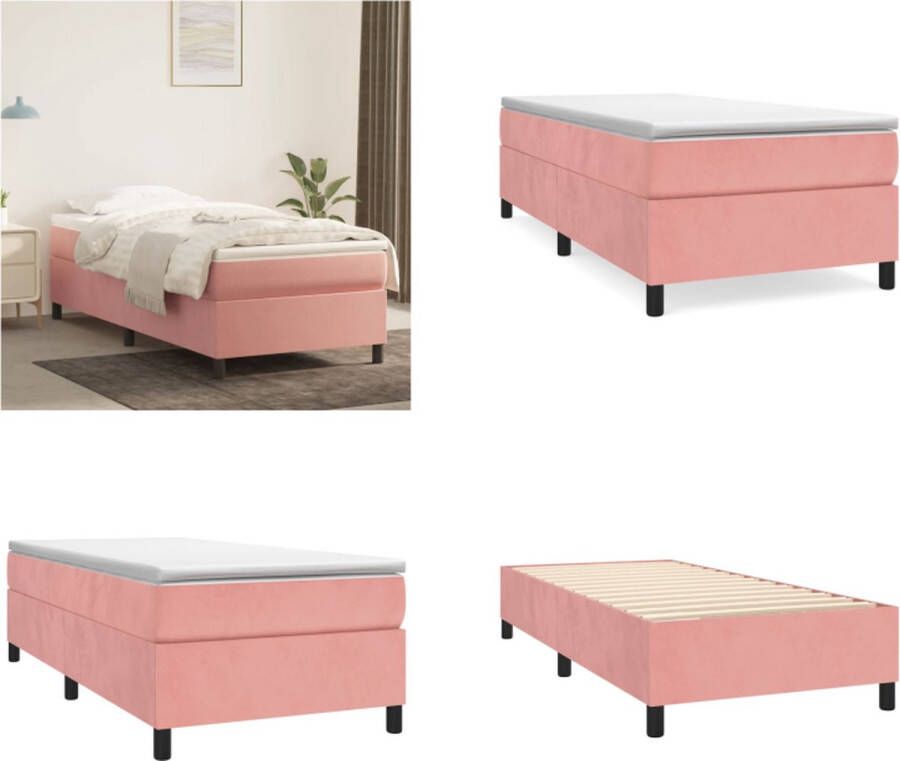 VidaXL Boxspringframe fluweel roze 80x200 cm Boxspringframe Boxspringframes Bed Ledikant