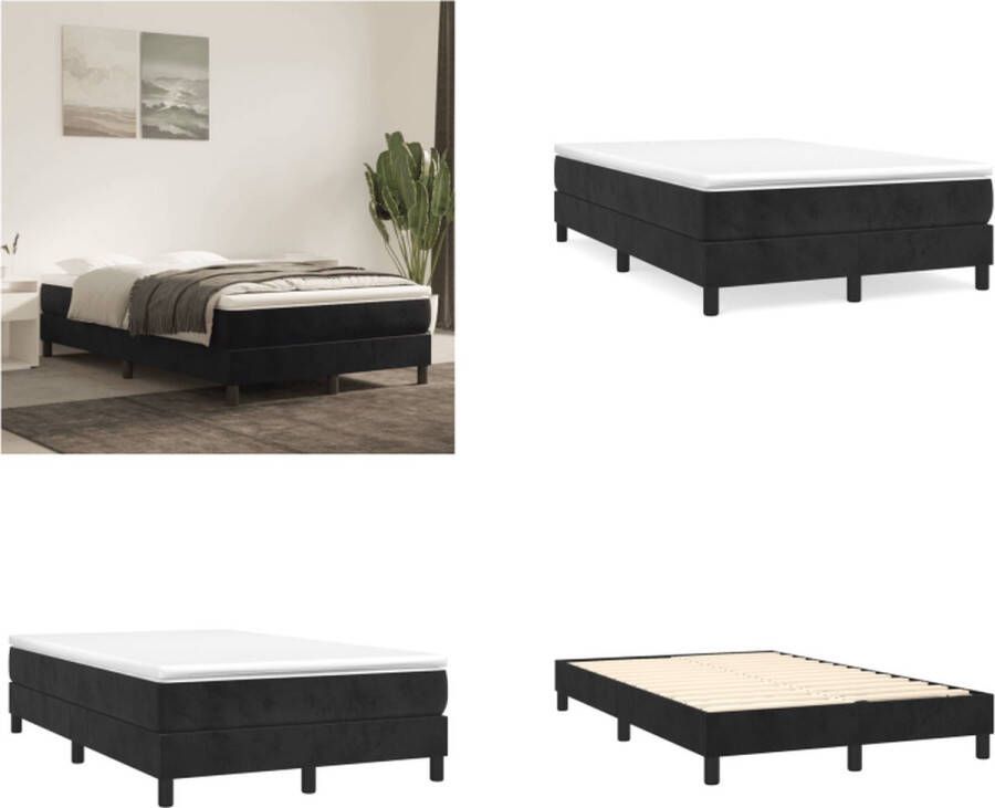 VidaXL Boxspringframe fluweel zwart 120x200 cm Boxspring Bed Frame Boxspring Bed Frames Bed Slaapkamer Meubels - Foto 3