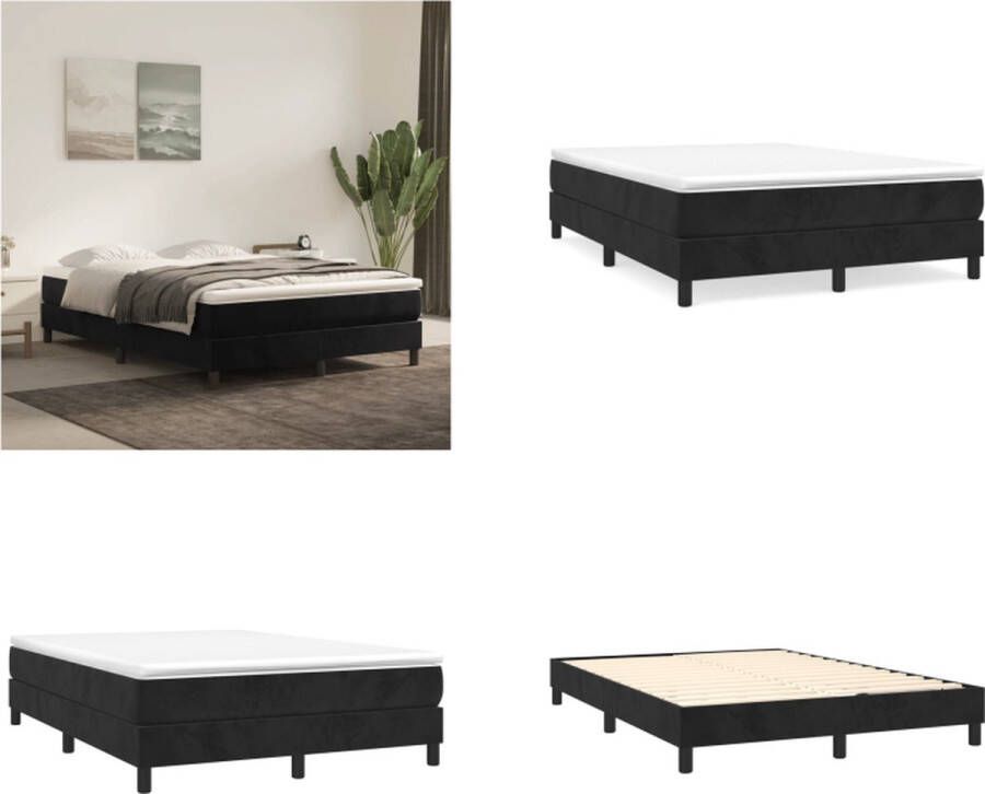 VidaXL Boxspringframe fluweel zwart 140x190 cm Boxspring Bed Frame Boxspring Bed Frames Bed Slaapkamer Meubels - Foto 2