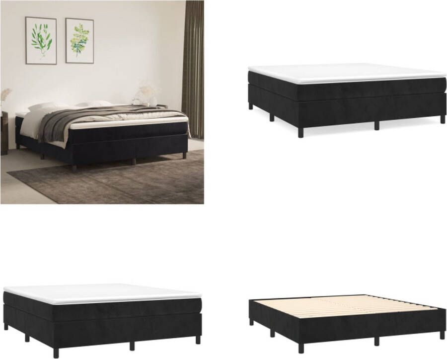 VidaXL Boxspringframe fluweel zwart 160x200 cm Boxspring Bed Frame Boxspring Bed Frames Bed Slaapkamer Meubels - Foto 2