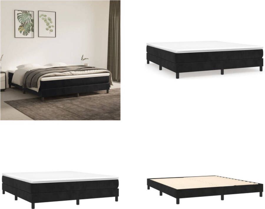 VidaXL Boxspringframe fluweel zwart 180x200 cm Boxspring Bed Frame Boxspring Bed Frames Bed Slaapkamer Meubels - Foto 3